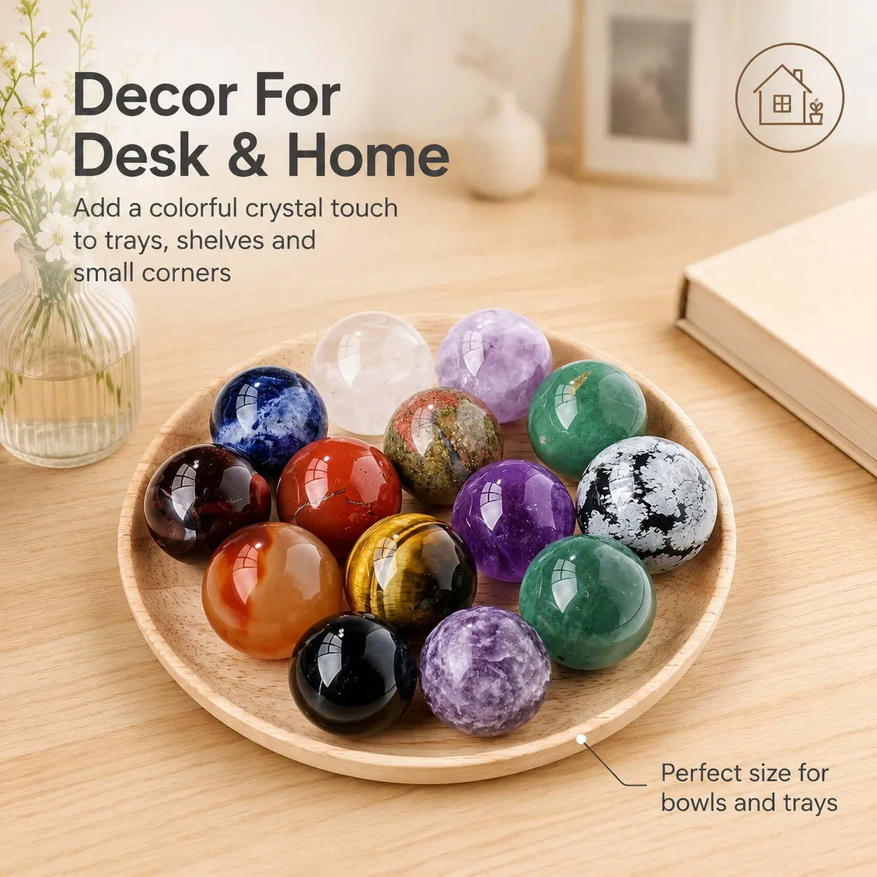 10 natural colored crystal balls, randomly colored, suitable for DIY jewelry making and mineral collection. Bohemian style natural spheres, containing natural crystals, can be used for decoration, Christmas gifts, and rock displays