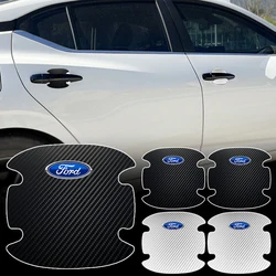 car stickers Car Door Handle Carbon Fiber Decorative Protective For Ford Focus Mondeo Kuga Fiesta MK7 Escort Edge 2 4 MK2 MK4