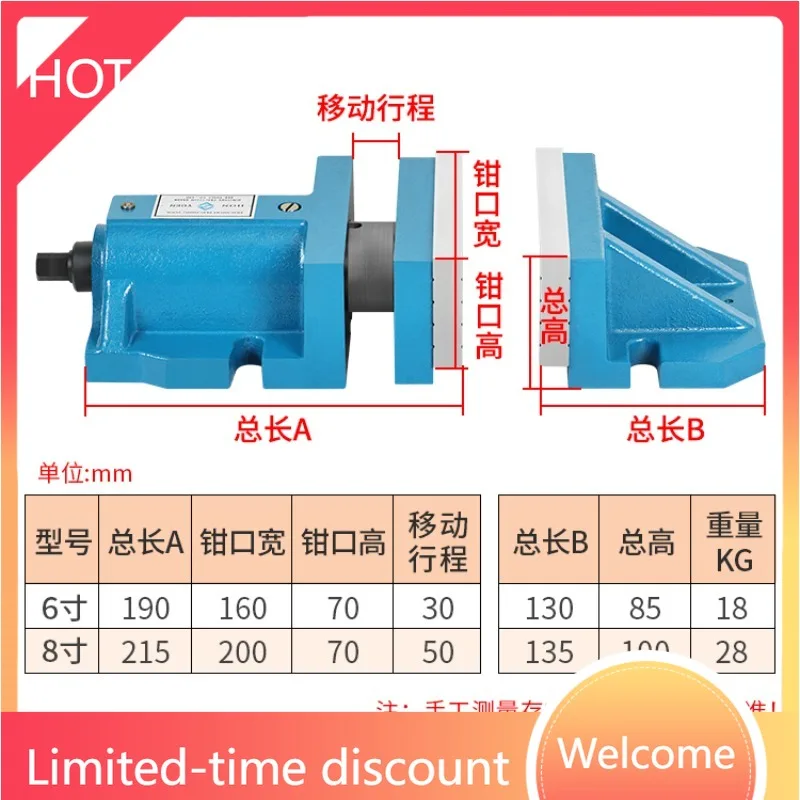 

6/8 Inch CNC Precision Bench Vice, Large Opening Free-Style Parallel-Jaw Milling Machine Clamp