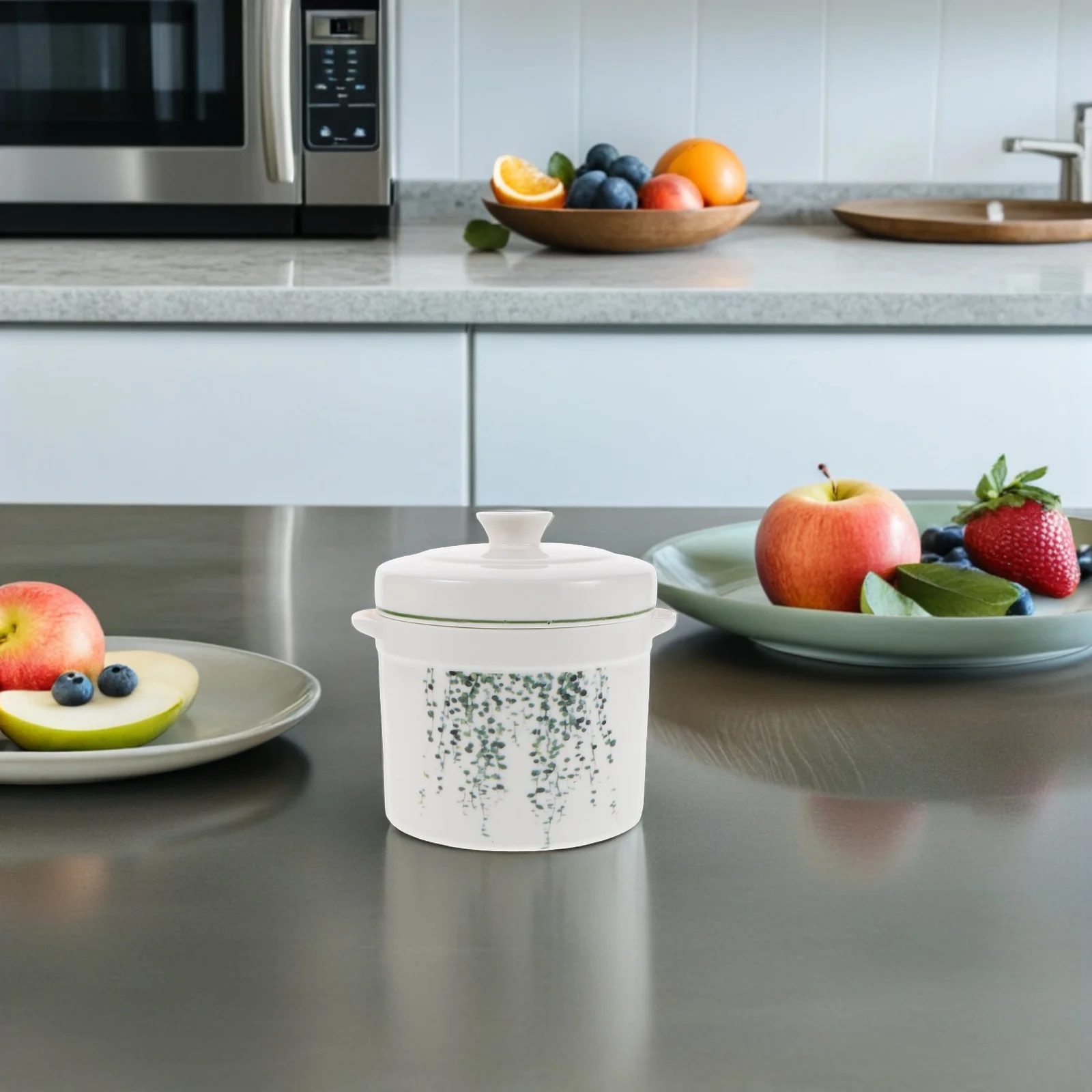 

Ceramic Stew Pot Double Lid Design Dual Handles Heat Resistant Ideal for Stewing Bird Nest Soup Steamed Egg Small Steaming Cup