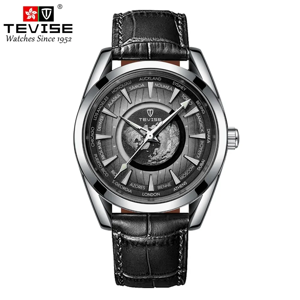 TEVISE Famous Brand Watch Tourbillon Hollow Men\'s Waterproof Luminous Mechanical Watch Business Sports Leather Watch Man