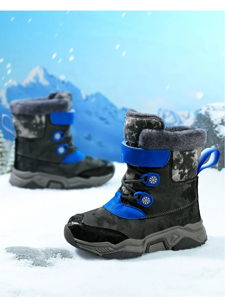 Bota impermeável do bebê meninas das crianças botas de neve de inverno crianças para menino sapatos casuais antiderrapante hobibear quente criança pelúcia