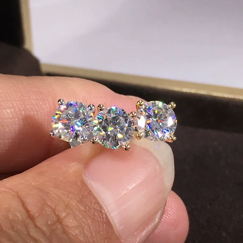 0.2-5ct D Color Certified Moissanite Earring for Women Man S925 Sterling Silver Wedding Diamond 4 Claw Stud Earrings Jewelry