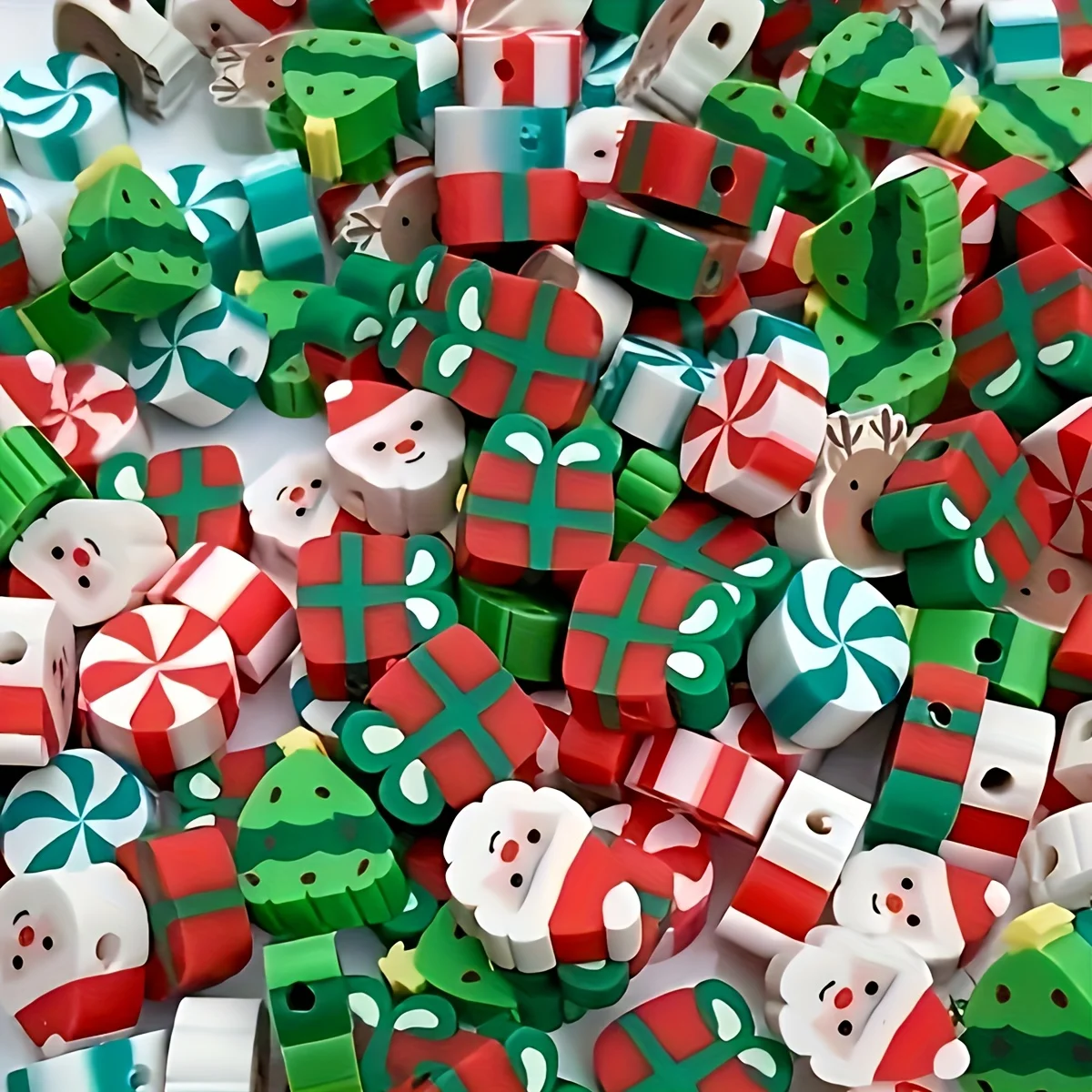 

9-11mm soft clay beads, DIY jewelry making various Santa Claus, candy bars, gift boxes, snowmen, bracelets, earrings, necklaces