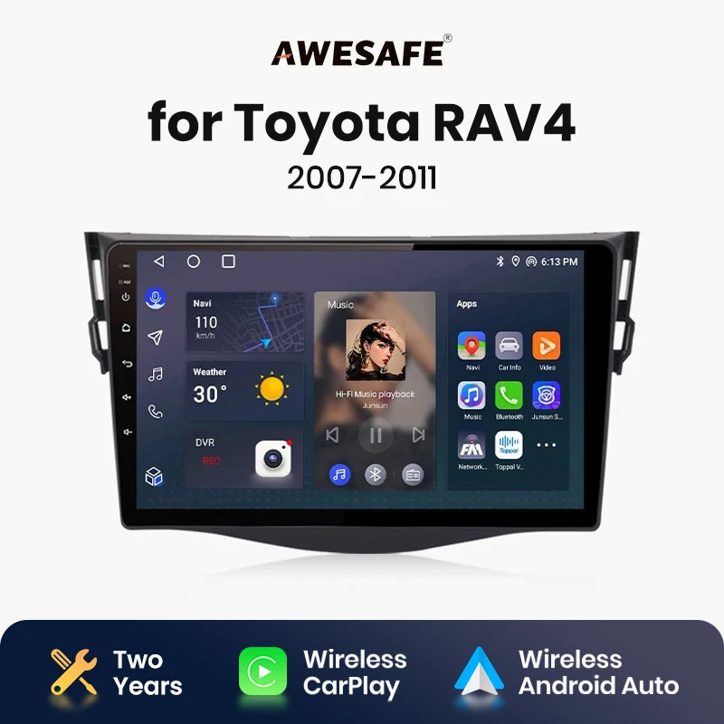 AWESAFE Wireless CarPlay Android Auto Radio for Rav4 2007 2008 2009 2010 2011 GPS 2din autoradio