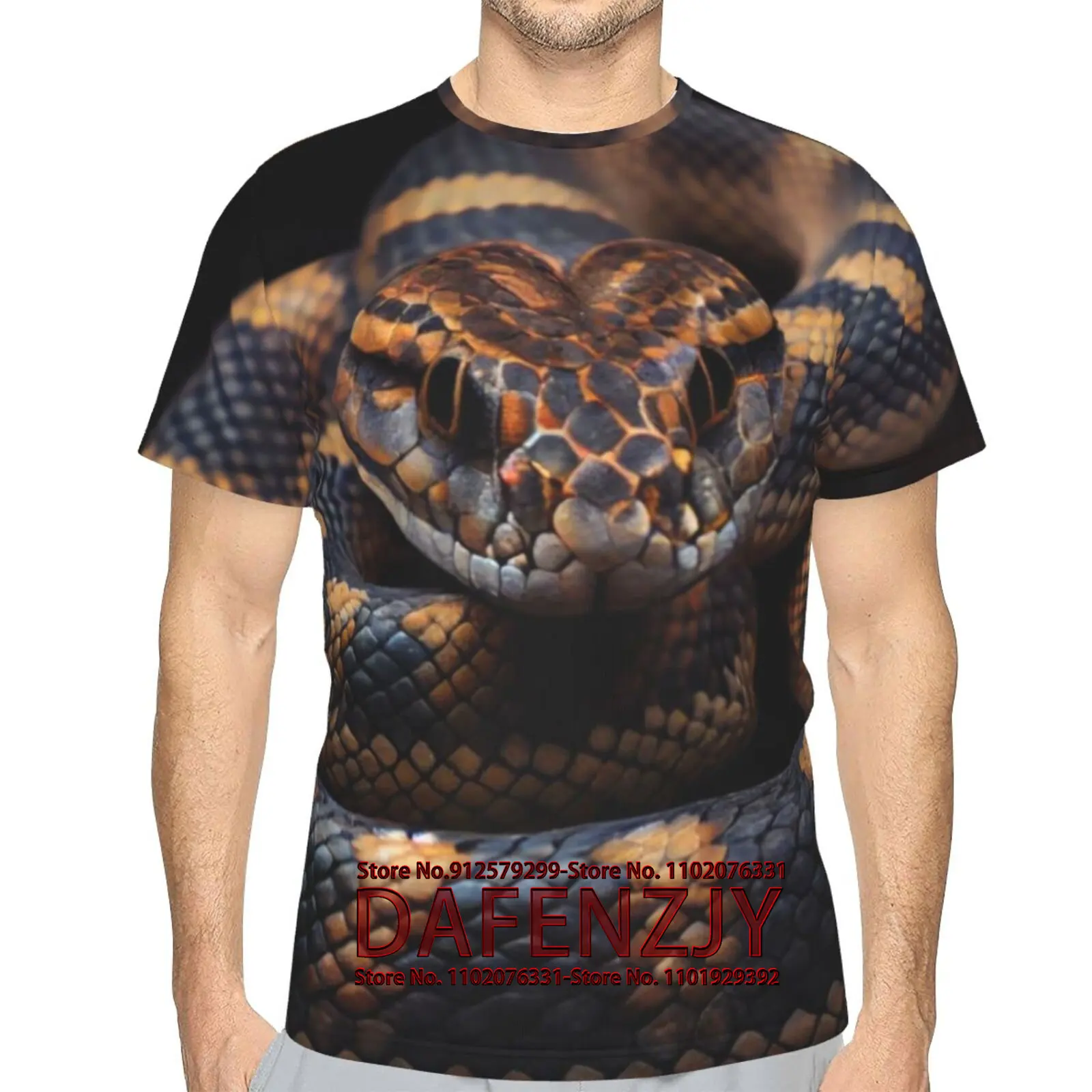 Men's T-Shirt 3D Printed T-Shirt Novelty Snake Graphics T-Shirt Crewneck Tees