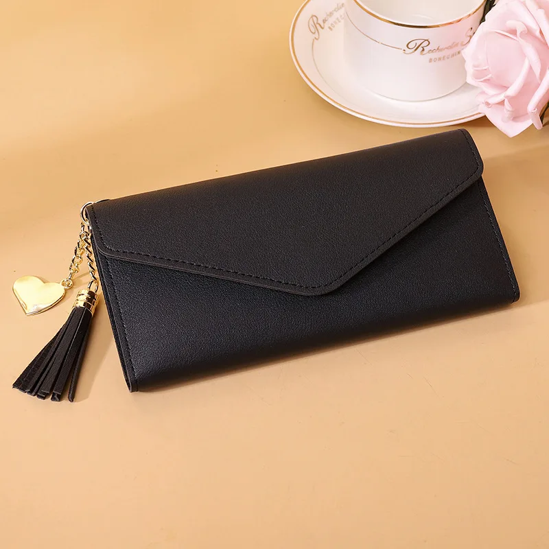2025 New Design Women's Long Wallet Fashionable Tassel Slim Clutch Purse Multi-Card Holder Organizer Gift for Women