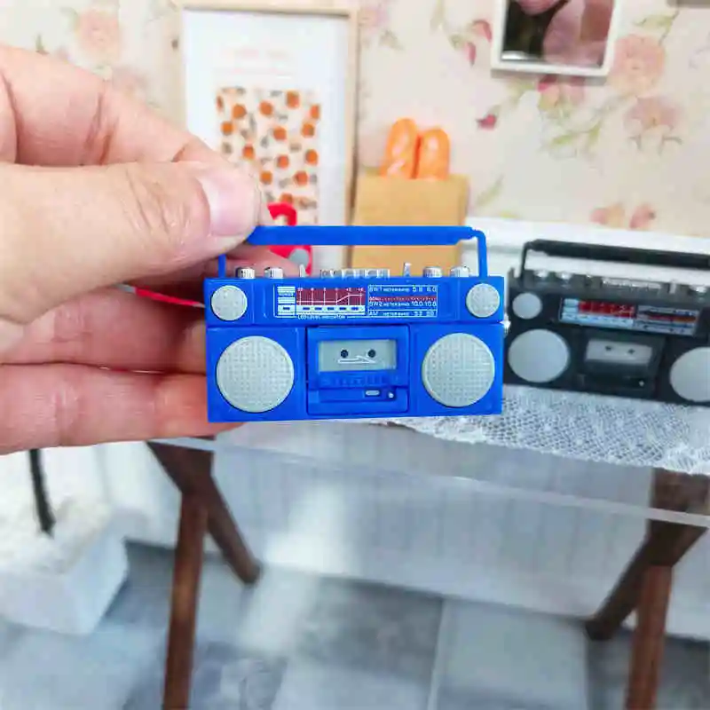 Skala 1:12 Domek dla Lalek Miniaturowy Model Radia Magnetofon Odtwarzacz Retro Zabawka Mini Magnetofon DIY Meble do Domku Akcesoria Dekoracyjne