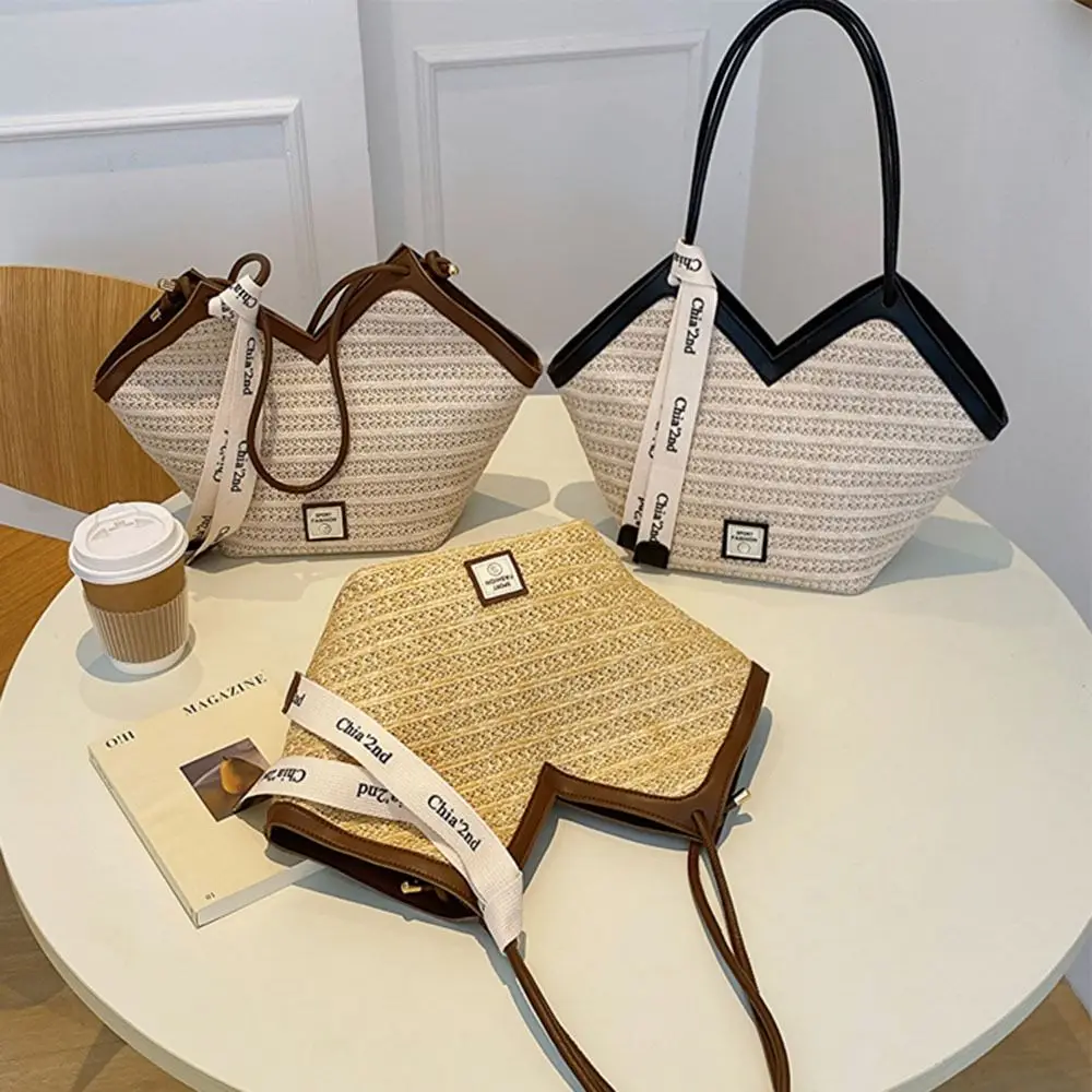 Women Hollow Woven Large Capacity Shoulder Bags Crochet Bag Knitting Handbags Female Shopping Tote Bags