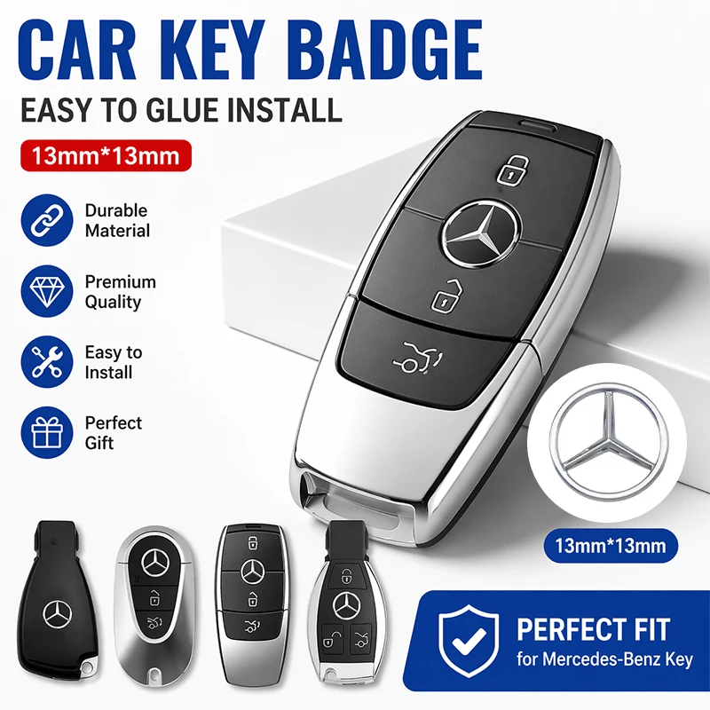 For Mercedes Benz AMG E S C A B Class GLE GLS CLS GLC CLA GLA GLK GLB W205 W221 W177 13mm Car Key Emblem Stickers Accessories