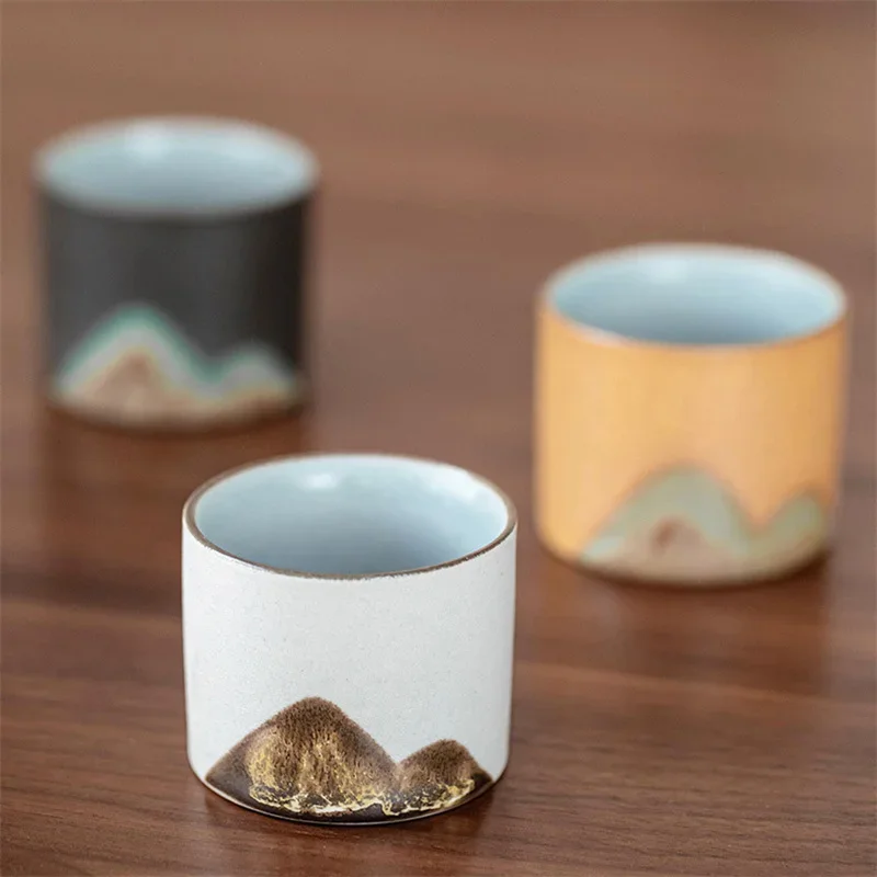 50ml/55ml Hand drawn mountain shape teacup Retro Ceramic Tea cup Kung Fu Tea Set Coffee Cup Small Water Cup Porcelain Teaware