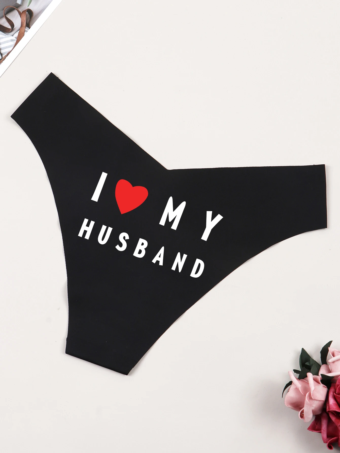 Cheeky Bikini Panties Seamless Briefs Playful Underwear with I Love My Husband Prints Thong for Women Whimsical Gifts