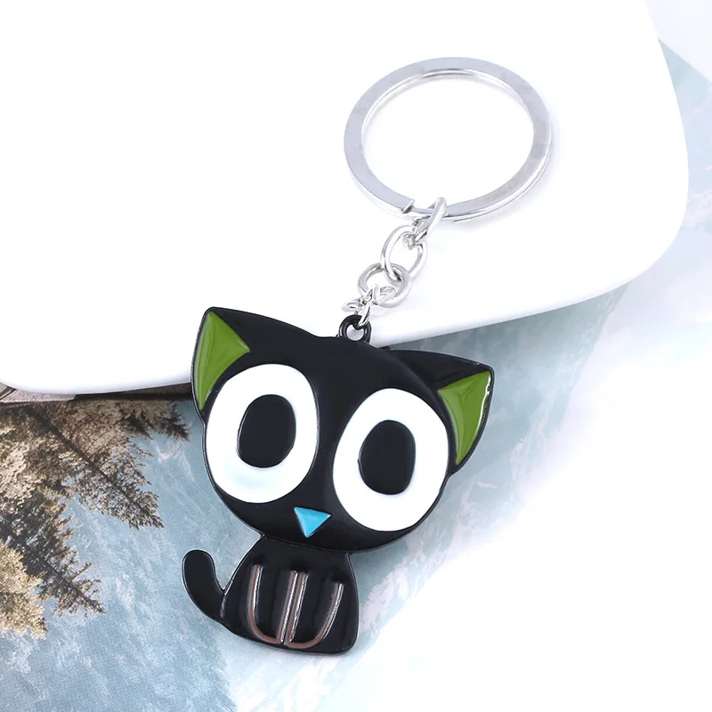 Cute Cartoon Cat Keychain The Legend of LUOXIAOHEI Pendant Key Chain for Women Men Keyring  Jewelry
