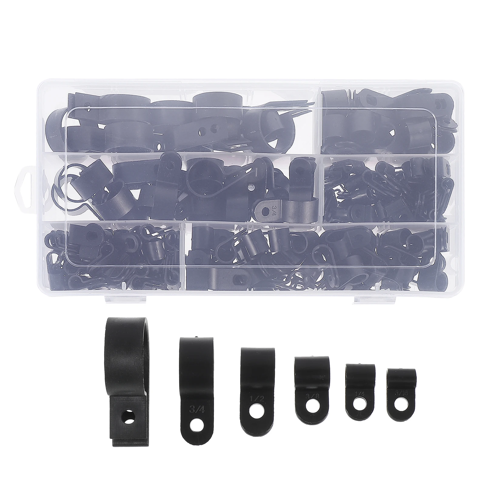 

200pcs Cable Management Clips Wire Organizer Fastener Holder Nylon Assortment R Type Cord Clamps Durable Reusable
