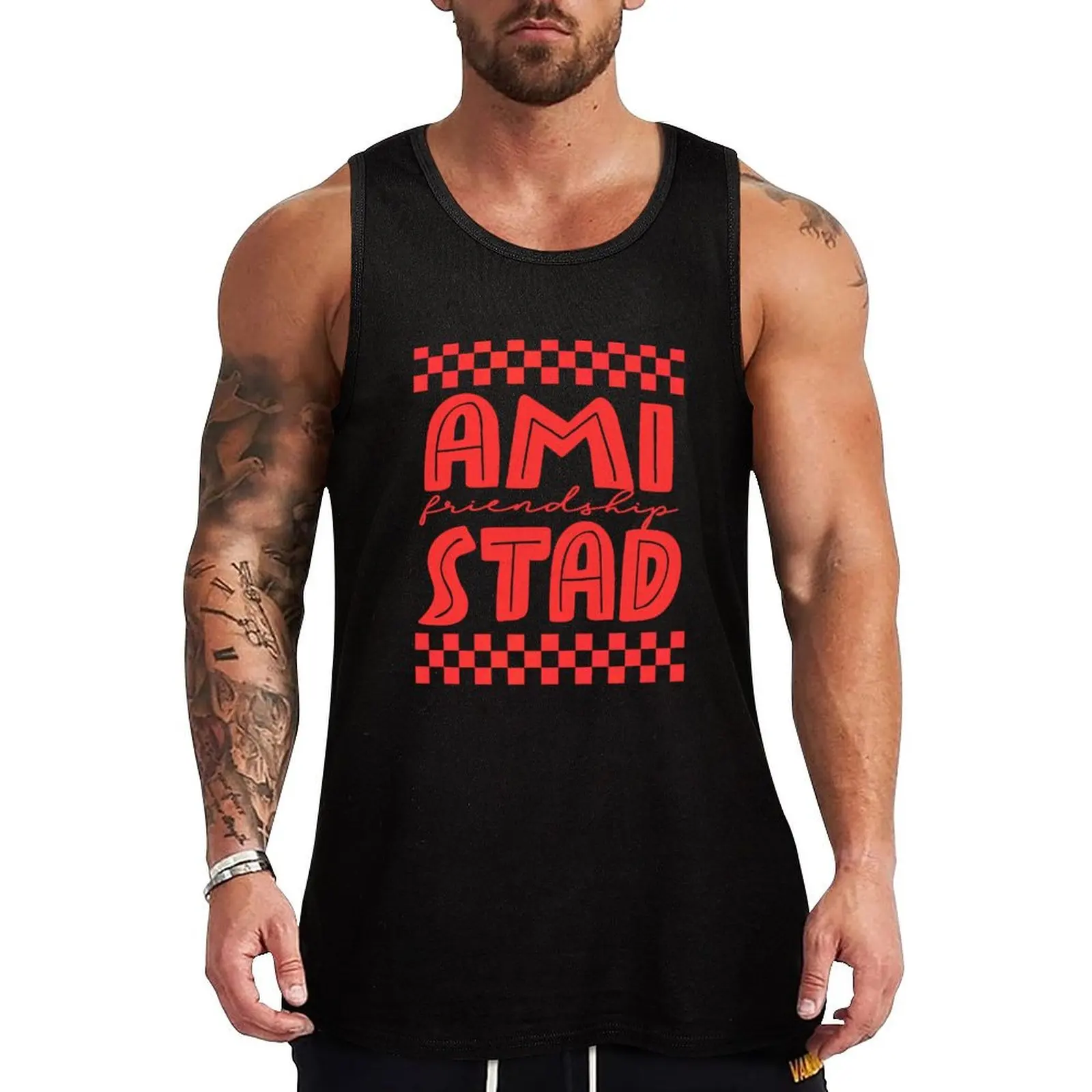 

AMISTAD House Of Friendship RCA Friendly School Tank Top Moisture Wicking Sports Tank Top Running Workout Shirt