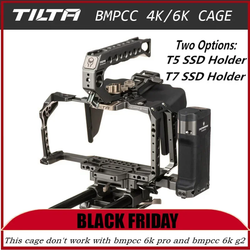 Tilta Cage BMPCC 6K 4K Camera Full Cage Basic Kit TA-T01-B-G For BlackMagic 6K/4K Top Handle T5 T7 SSD Drive Holder USB-C Cable