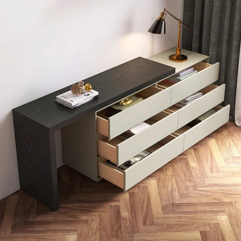 Dresser Desk Integrated Locker Simple Retractable Bedroom Multi-Functional Solid Wood Computer Side Cabinet