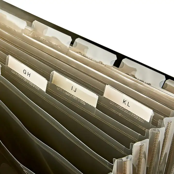 Pen+Gear 24-Pocket Poly Expanding File Organizer, Black File Folders, 10.16", New Freestanding