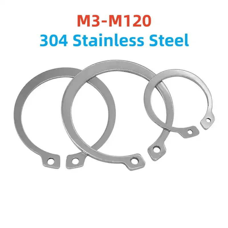 M3-M120 304 Stainless Steel Elastic Retaining Ring for Axis C Type Outer Retaining Ring Snap Buckle Elastic Clamp