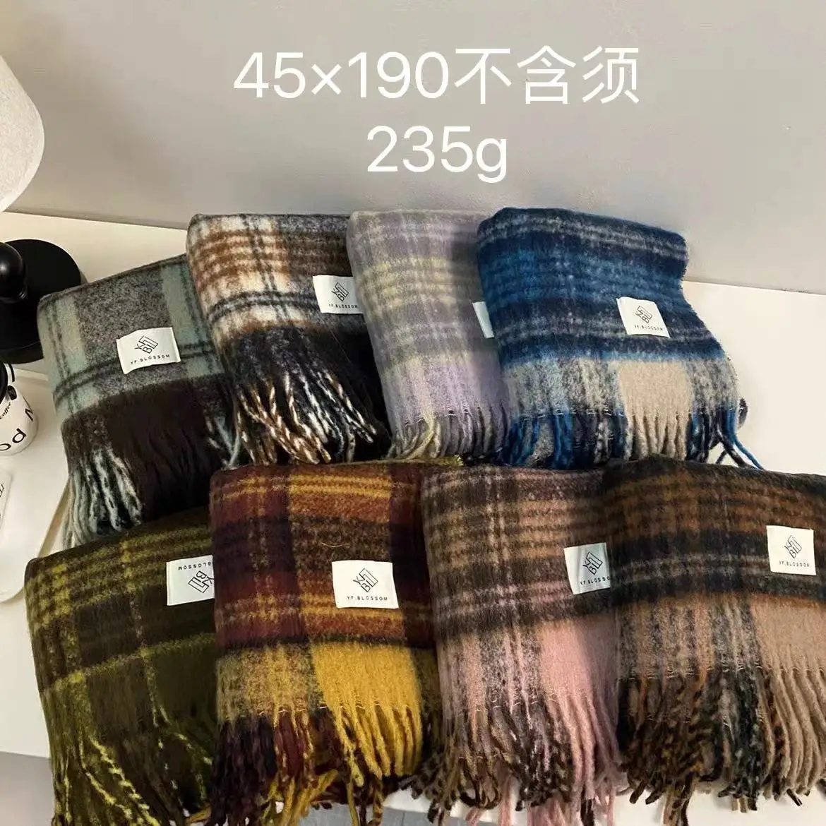 Arrival Retro Atmosphere Brown Plaid Scarf for Men and Women with Ramen Mohair, Extra Large and Extra Thick Neck Warmer