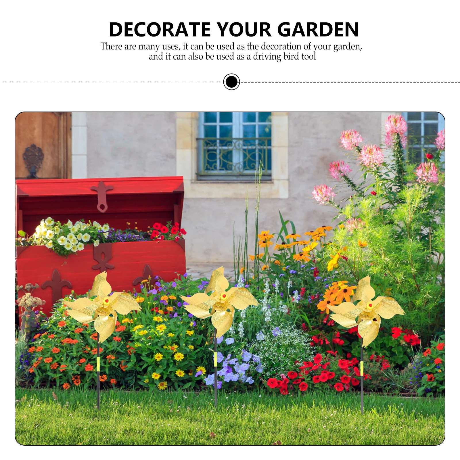

Набор из 3 отпугивателей для птиц: светоотражающие ветряные мельницы для сада, балкона, контроля птиц и фотосъемки