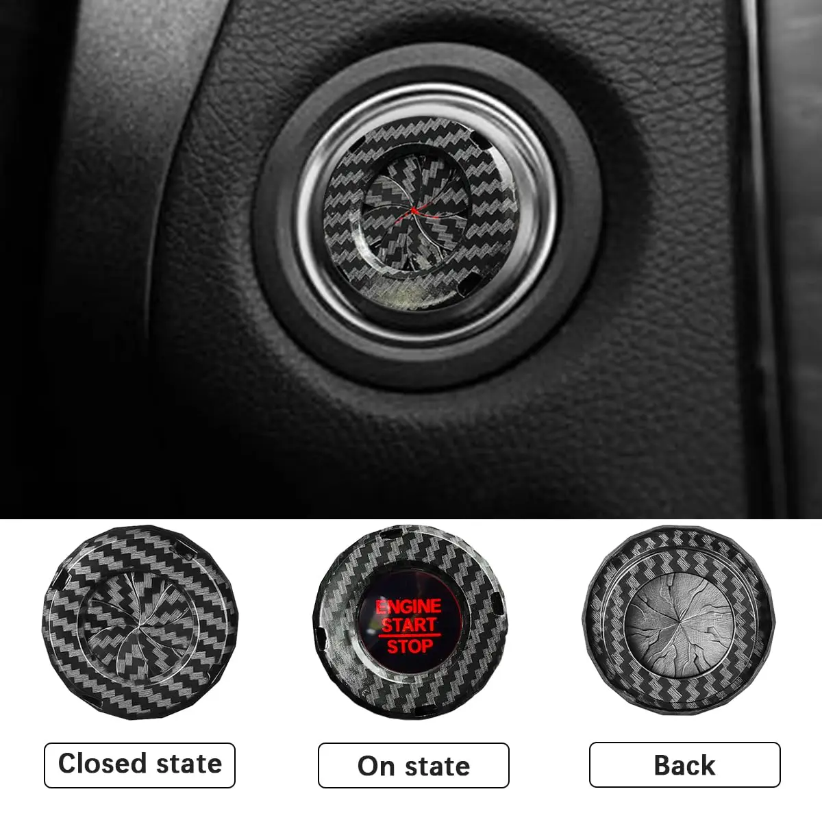 Car Engine Start Stop Button Cover One Button Start Stop Car Decorative Ring Cover Universal Push Engine Protection Car Interior
