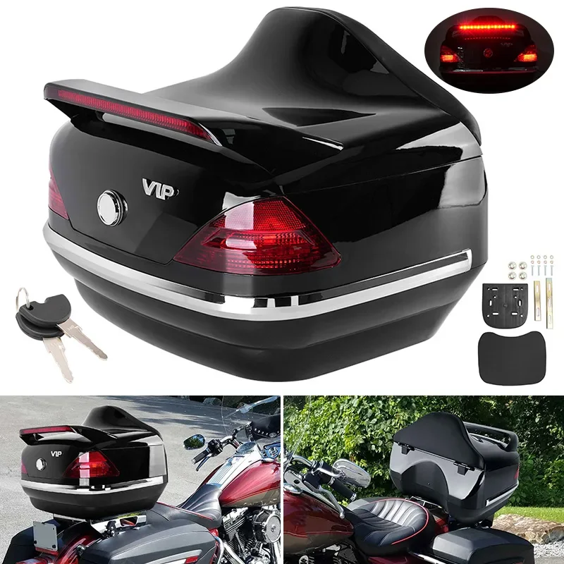 

26L Motorcycle Secure Latch Rear Storage Luggage Trunk W/Lock Box Rear Topbox Case Turn Signal Lamps For Honda Yamaha Kawasaki