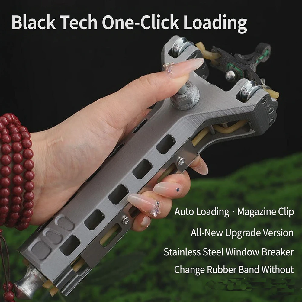 Automatic Loading Rapid-fire Slingshot, Specially Designed for Adult Outdoor Competitive Shooting - Comes with 2 Replacement Bands And 200 Projectiles. It's An Ideal Choice for Target Shooting Competitions, Outdoor Exercise, And Everyday Training