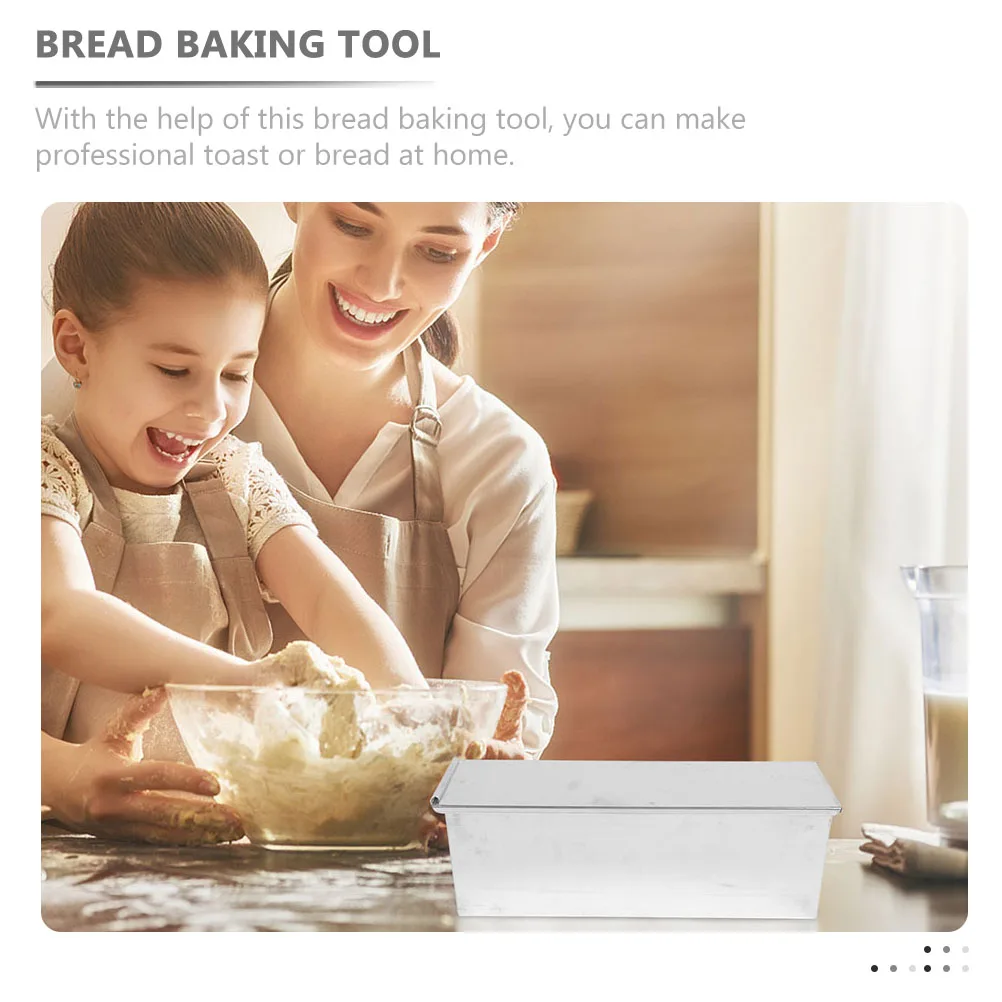 

2pcs Bread Loaf Pan Lid Large Capacity Non Stick Toast Mold Baking Cake Metal Box Silver Homemade Party Use Reusable Bread Pan