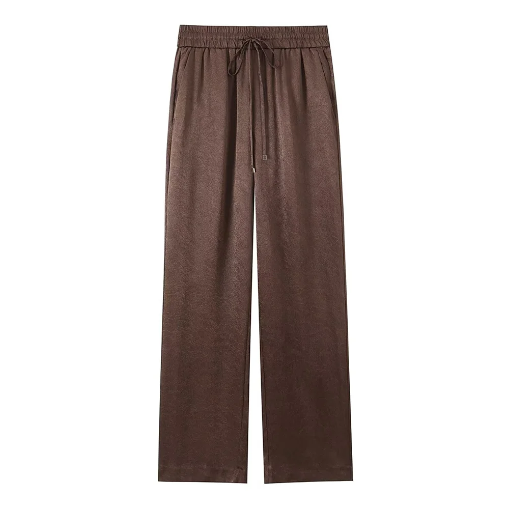 2026 nieuwe damesmode casual revers lange mouwen dubbelgeknoopte losse colbert hoge taille wijde pijpen broek