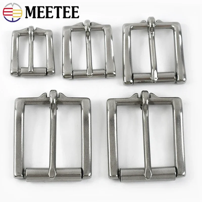 Meetee 1Pc/2Pcs 17/20/26/34/38mm Stainless Steel Belt Buckle Head Bag Strap Adjust Roller Clasp Luggage Pin Buckles Hardware