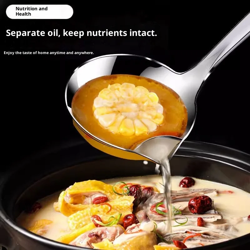 

Stainless Steel Long-Handled Oil Separation Spoon Kitchen Tool for Home Use Oil Filter Spoon Soup Oil Separation Ladle