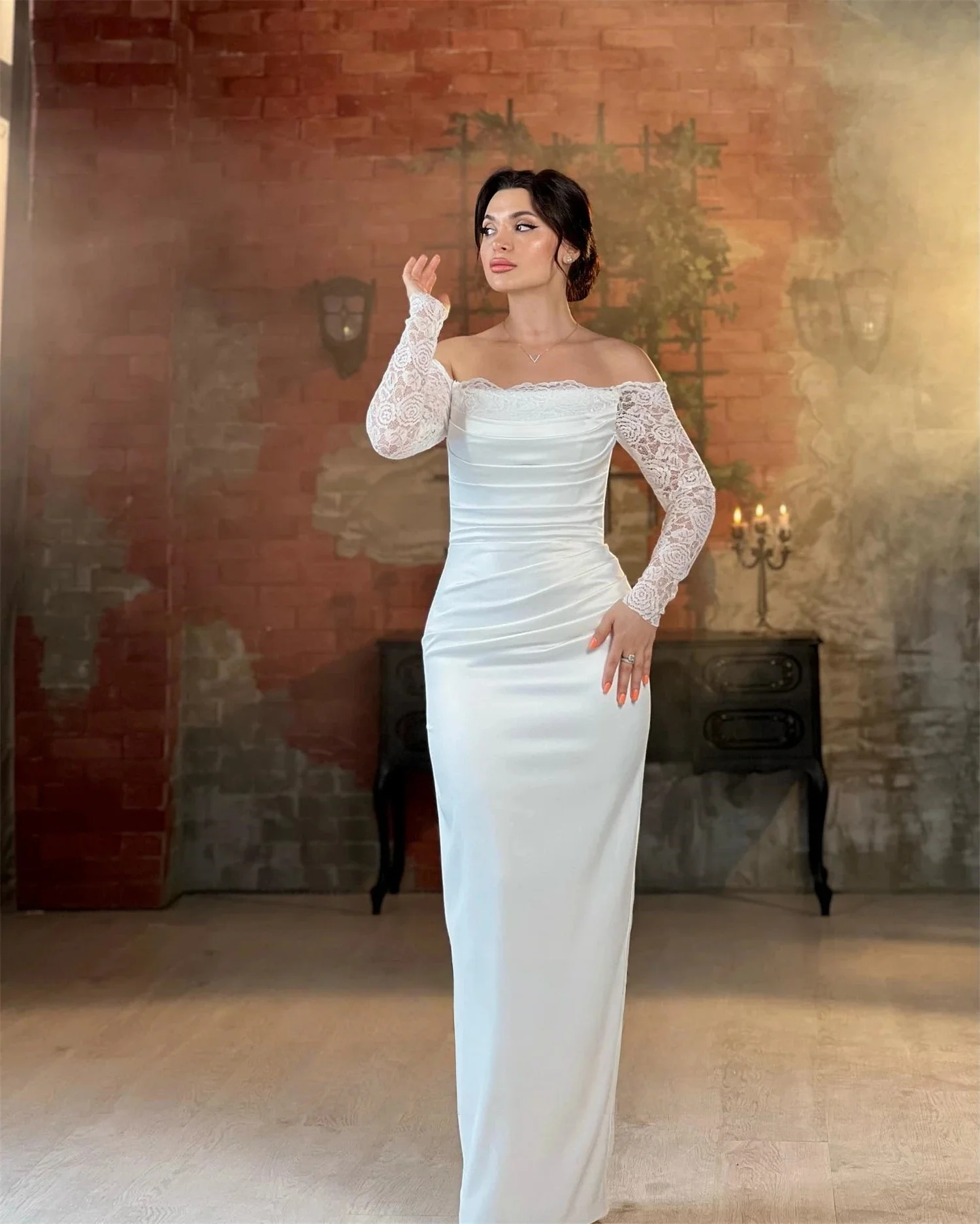 

Кружевное платье с длинными рукавами на заказ Вечерние платья Pastrol Унисекс Джерси Ретро Дубай Саудовская Аравия Израиль Пром по индивидуальному заказу