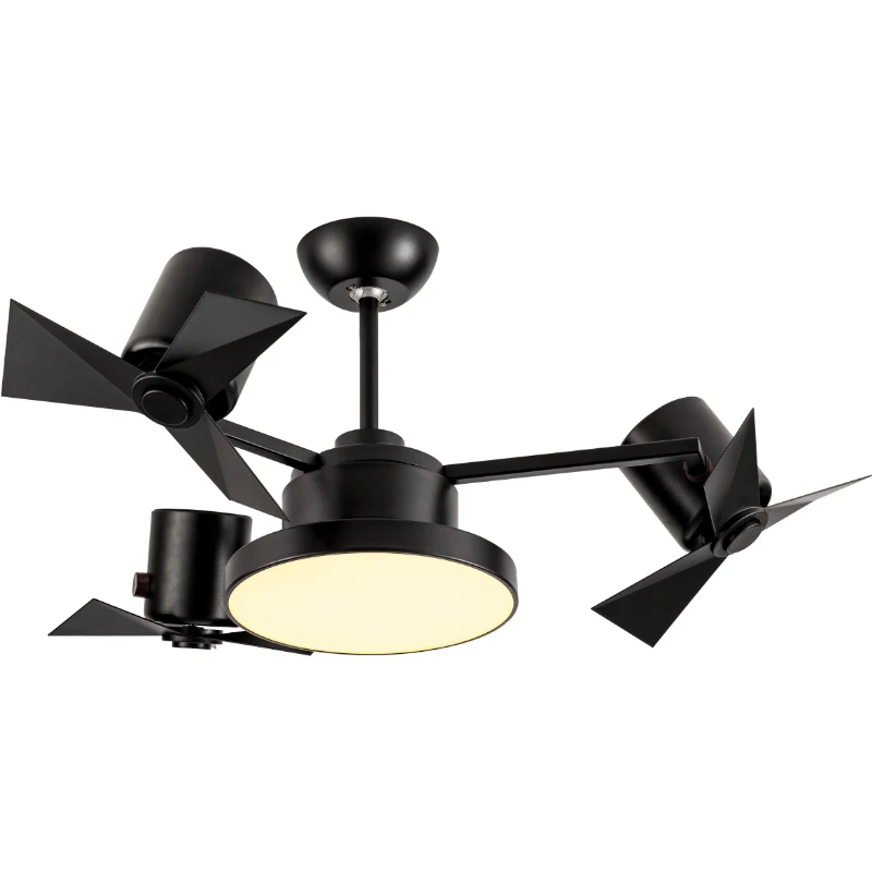 Modern 360-degree high-speed rotating AC motor ceiling fan with LED light and remote control