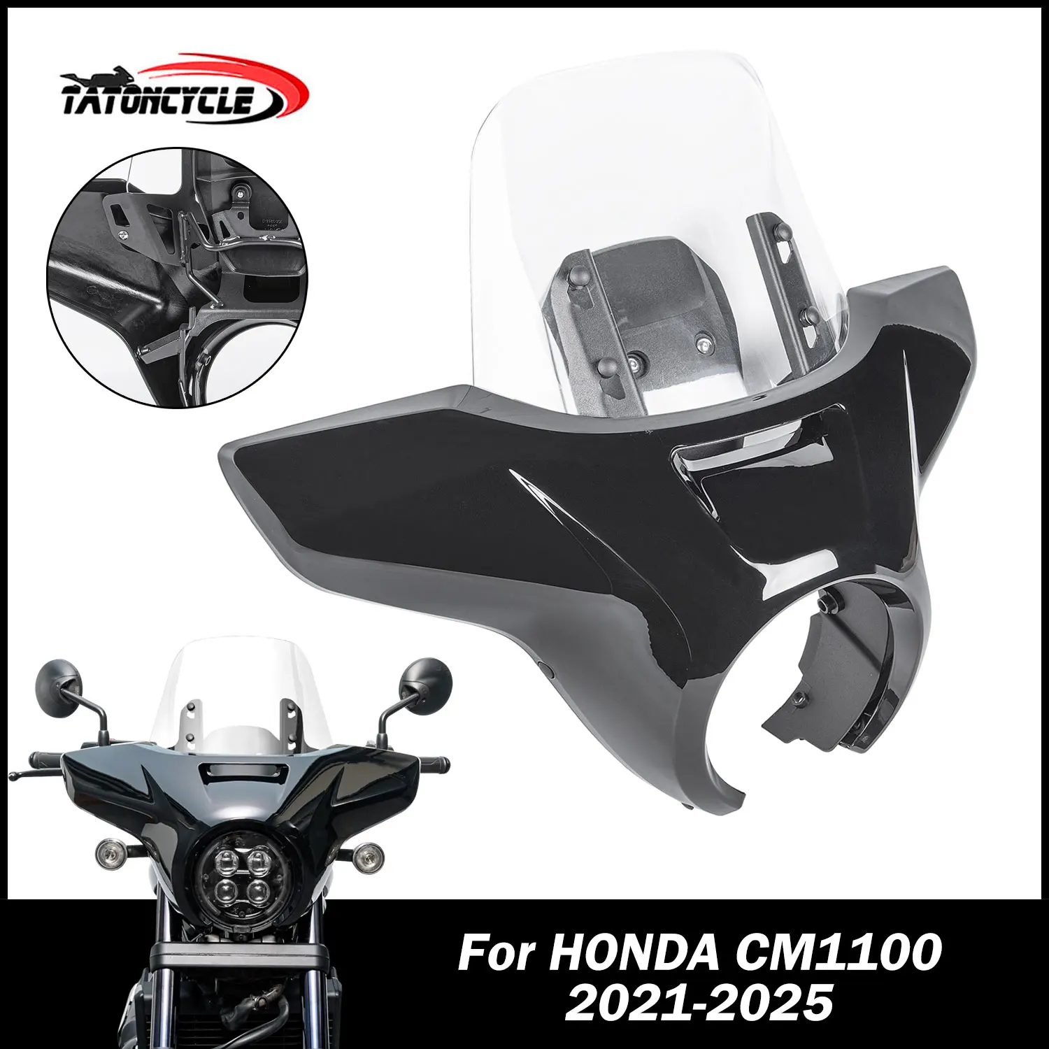 

Motorcycle Front Headlight Cover Windscreen for Honda CMX CM 1100 CMX1100 Rebel 2021-2023 Windshield Visor Deflector Accessories