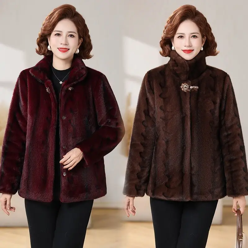 Luxury High Quality Autumn Winter Fur Coat Women's Faux Fur Jacket Fluffy Soft Button-Up Short Coat Warm Top Vintage Coats