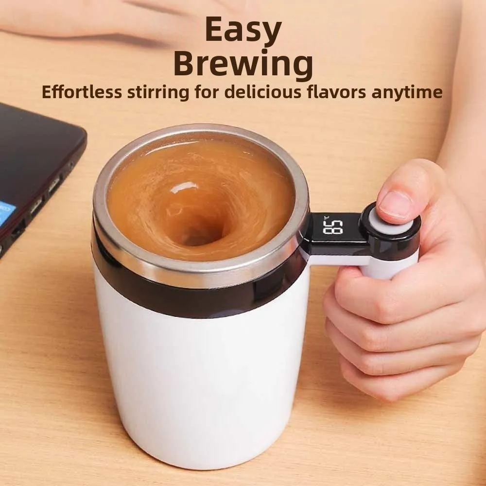 

Temperature Measurement Automatic Stirring Cup Stainless Steel Liner Comfortable Handle Coffee Mug Heat-resistant