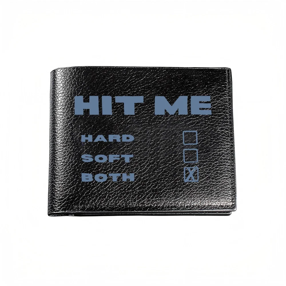 Hit Me Hard Soft Both Choice Men's Wallet Card Holder Casual Business Fashion Print Design