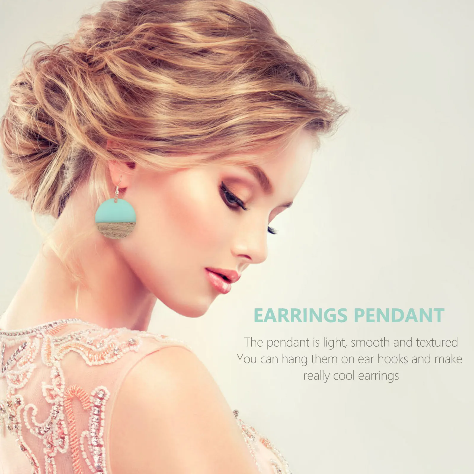 10Pcs Flat Round Resin Wooden Pendants Lightweight Polished Smooth DIY Jewelry Pendant Charm for Earrings Necklace Making Craft