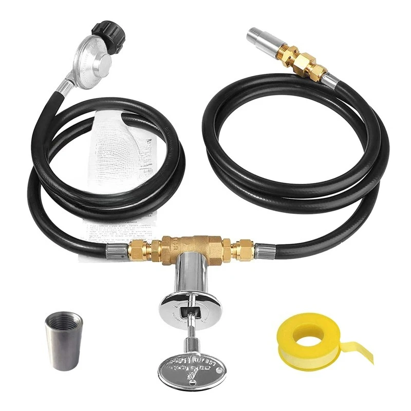 Gas Brazier 1/2 Ball Valve Control Valve Connection Pipe Kit with 9-15W Air Mixer Kit