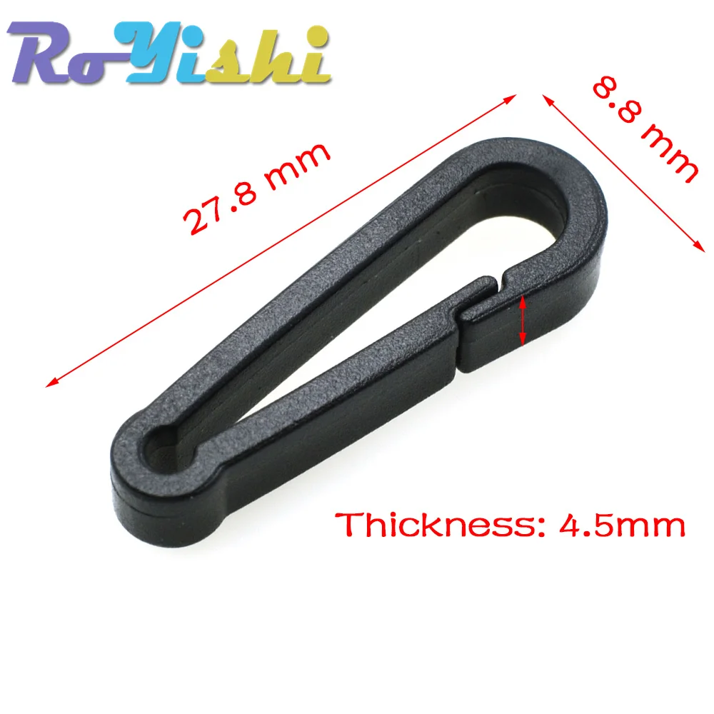 10 Pcs/Pack Gloves Hook Plastic Black Buckles Snap Hook With O-Ring Used For Shower Curtains