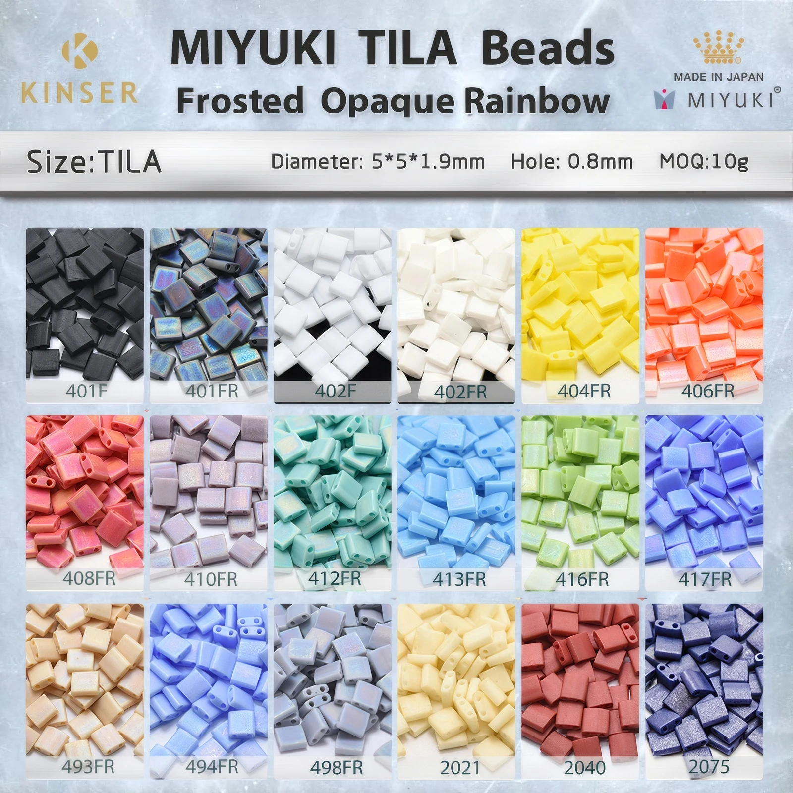 2-Hole MIYUKI TILA Beads 5*5*1.9mm Frosted Opaque Rainbow Series Japanese Seed Bead for Bracelet Necklace Earring Jewelry Making