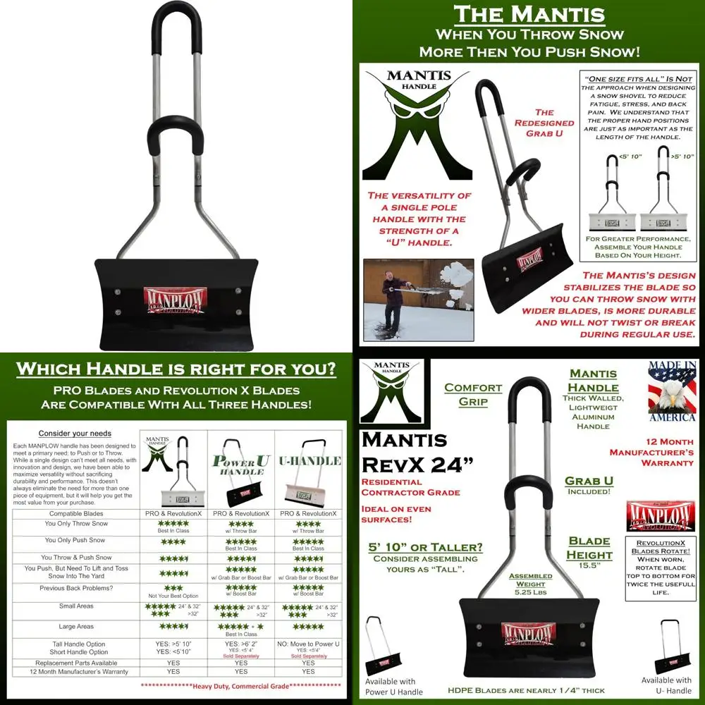 أداة دفع الثلج بعرض 24 بوصة مع مقبض السرعوف لإزالة الثلوج بكفاءة وتجريفها
