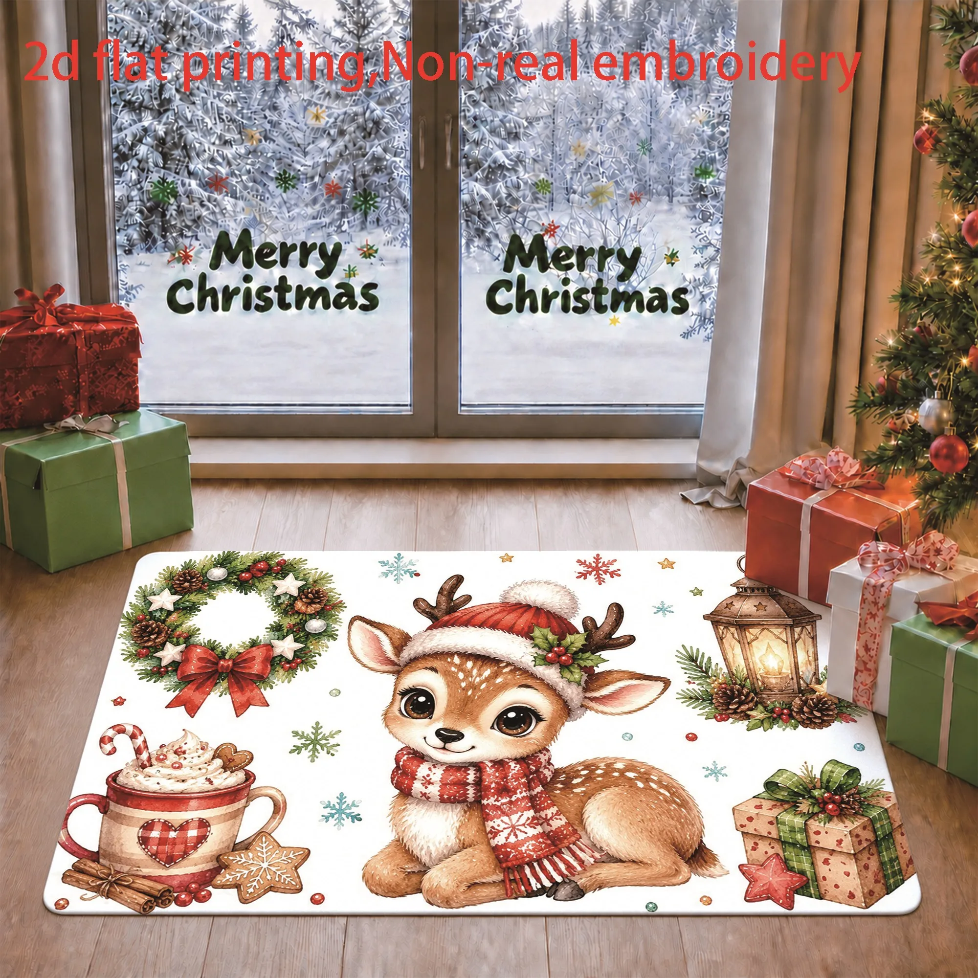 Spooky Skull Snowman Halloween Doormat Green Hat Scarf Graveyard Floor Rug Entrance Horror Holiday Home Ornament