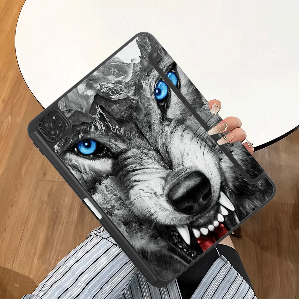 

Holder Cover Tablet Case For iPad Pro 2025 Mini 6 7 Pro 11th 10th 9th 8th 7th 12.9inch Air 4 5 M3 M2 1 2 M4 11inch Cool Wolf Art