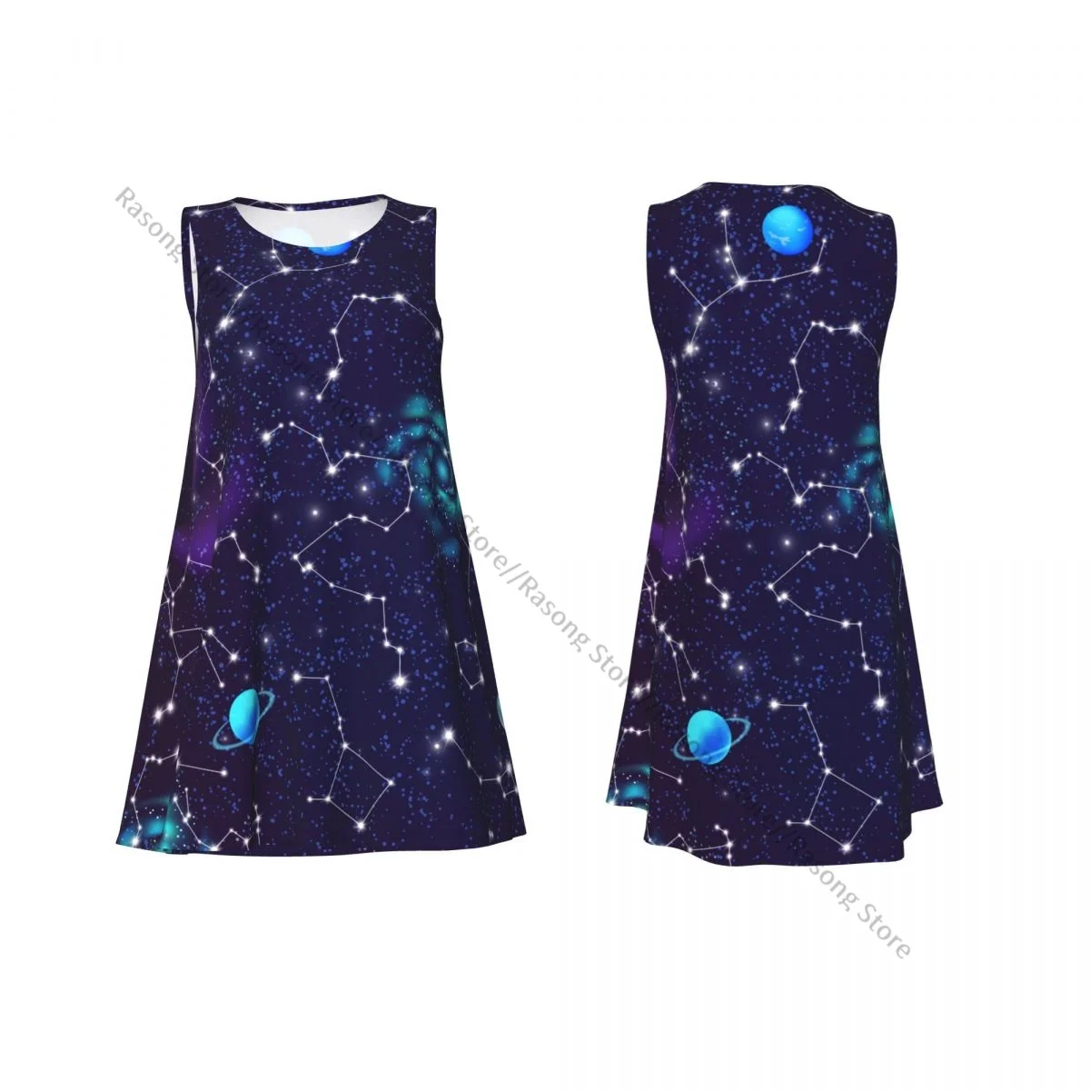ชุดสตรี Night Sky With Constellations ฤดูร้อน Casual T เสื้อชายหาดชุดถัง