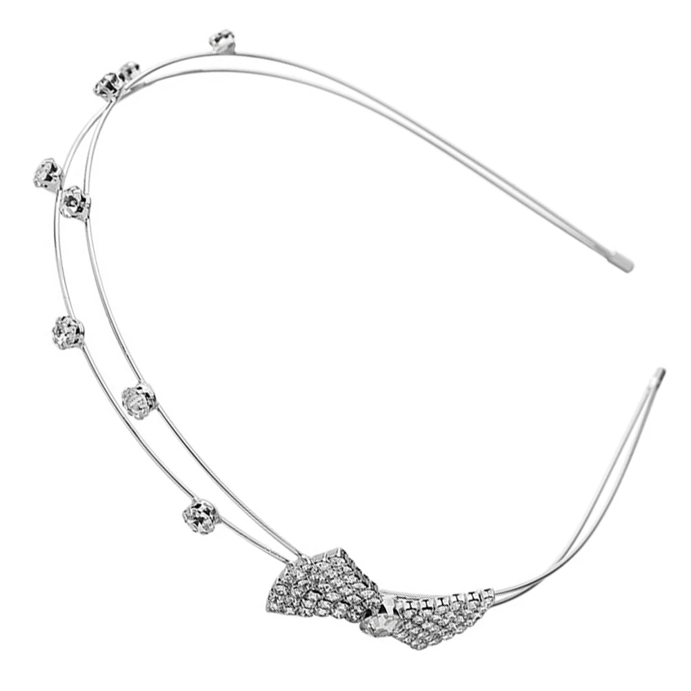 

Повязка на голову с бантом и стразами, повязка на голову с кристаллами, элегантная нескользящая повязка на голову для вечеринки, свадьбы, дня рождения, для женщин, повязка на голову со стразами