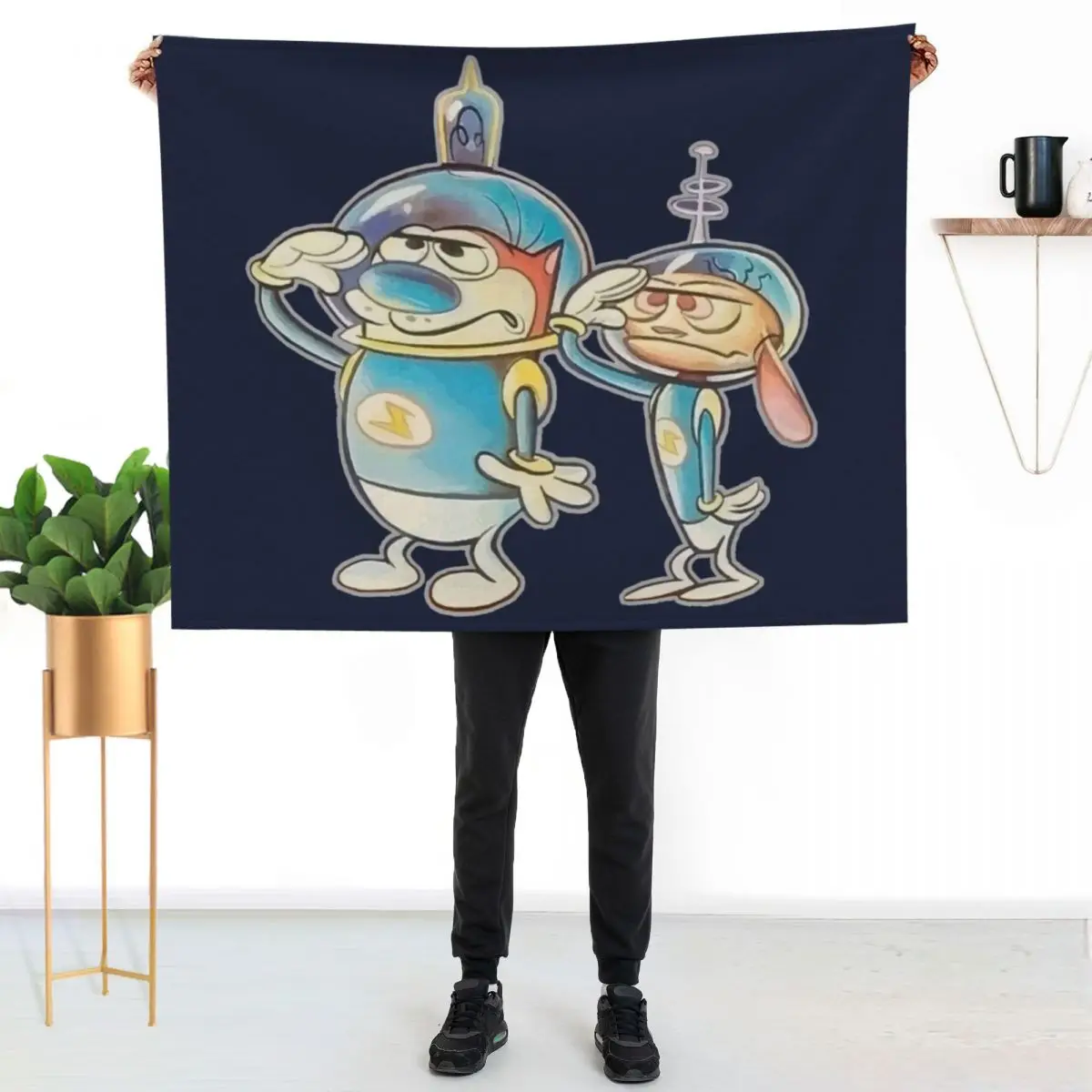 Ren and Stimpy Space Buddies Throw Blanket Bed Soft Plush Plaid Beach Fashion Sofas Personalized Gift Blankets