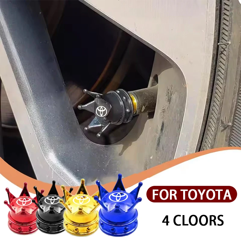 4 قطعة قبعات جذع صمام الإطارات على شكل تاج ، غطاء قبعات الهواء ، أغطية صمامات مقاومة للغبار والماء من سبائك الألومنيوم لجميع تويوتا #4