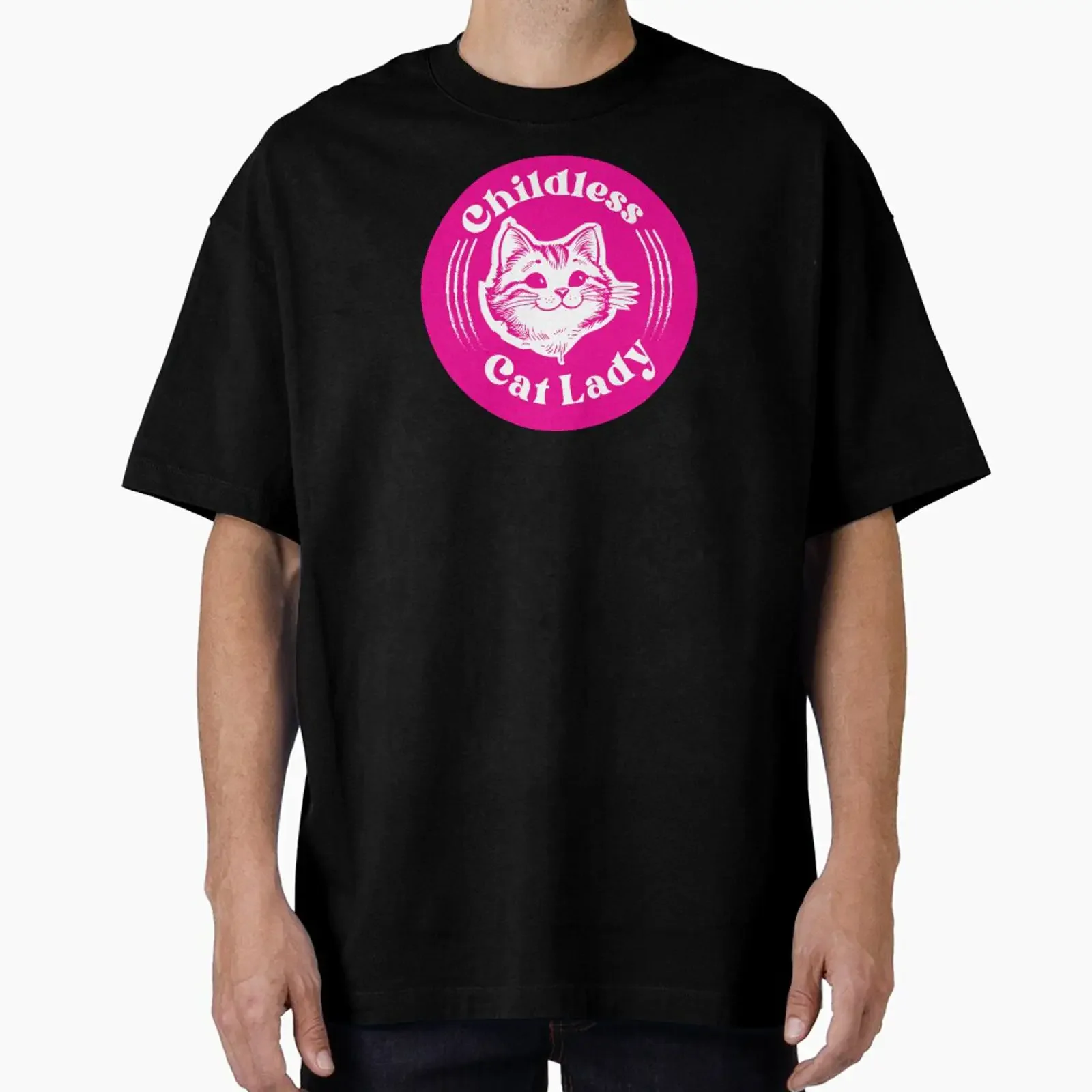 childless cat lady designed and sold by Artingo vintage Washed homme graphic Soft Versatile Top For Everyday Wear Breathable